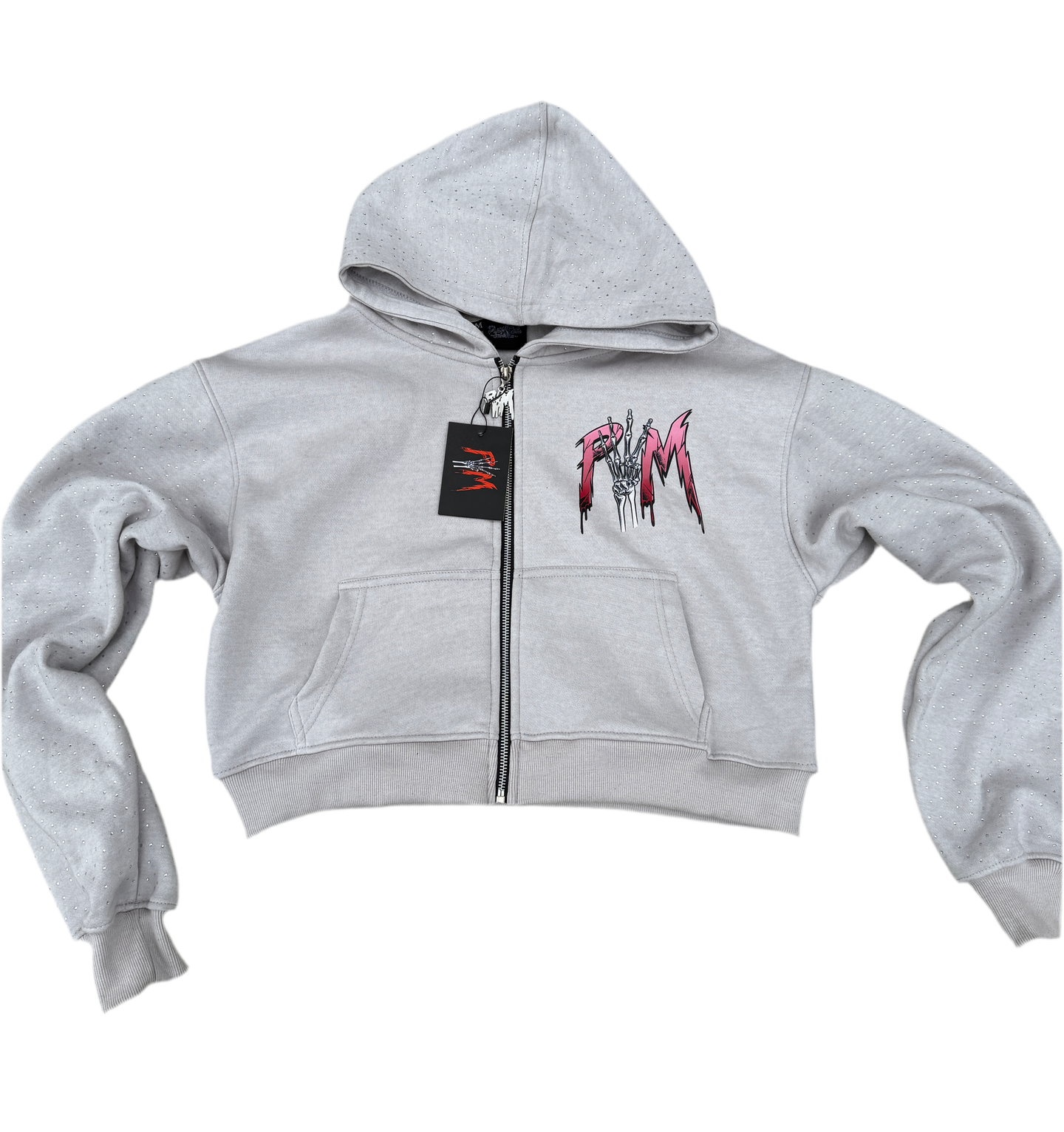P.G.L.M Crop Top Rhinestone Hoodie